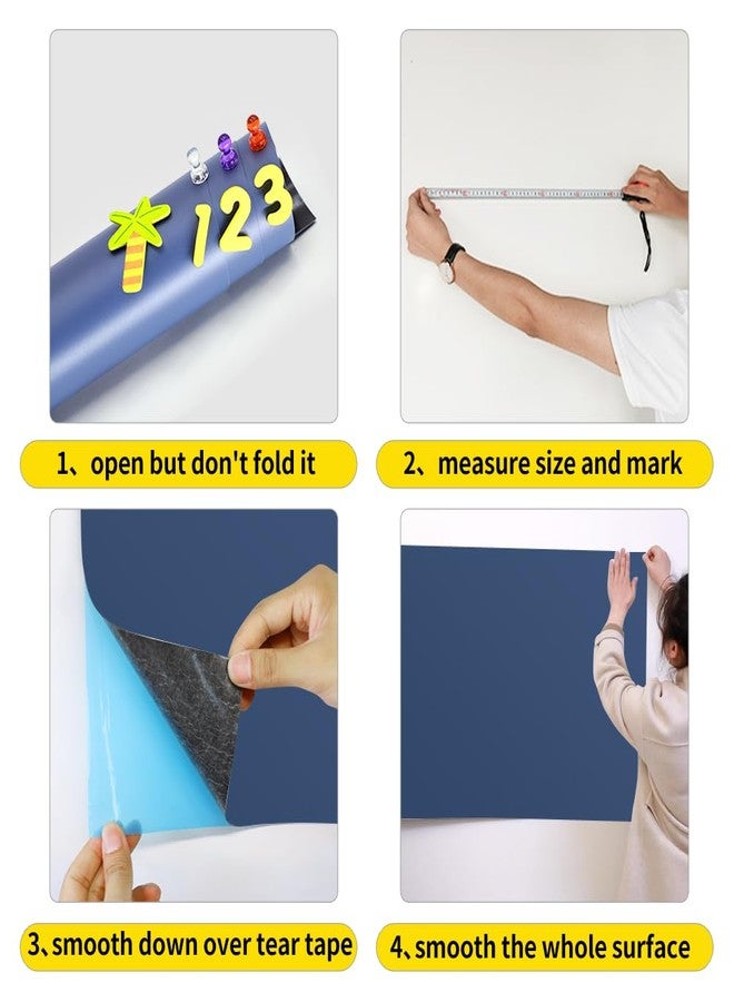 ورق لاصق مغناطيسي للسبورة، مقاس 24 × 36 بوصة، ورق جدران سبورة قابل للتقشير واللصق، ملصق جداري مغناطيسي للسبورة السوداء للمنزل وغرفة اللعب والفصل الدراسي (أزرق رمادي) - Image 4